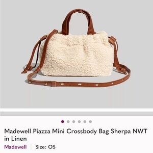 Madewell Sherpa Crossbody Bag in Cream and Brown
